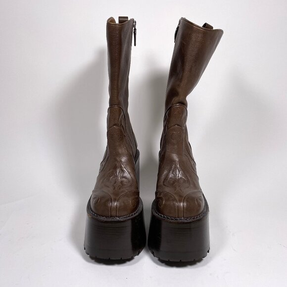 HEAVEN by MARC JACOBS Brown Leather 'Margaret' Platform Boots   *AS IS* - Picture 2 of 15